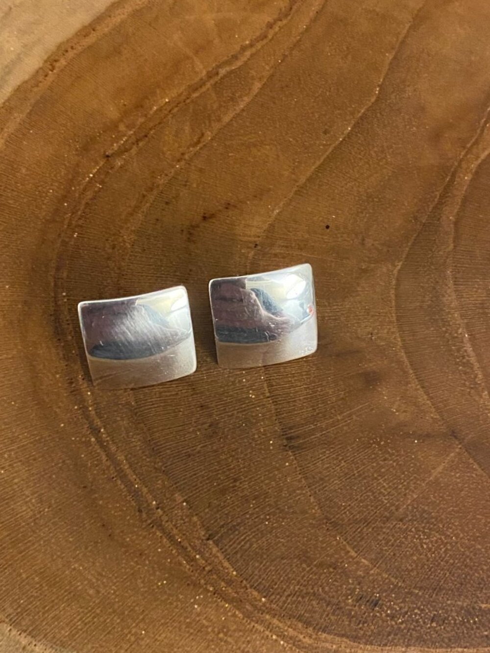RETIRED James Avery Curved Square Ear Post Earrings, Sterling Silver